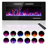Zionheat 42 inches Electric Fireplace-Wall Fireplace for Living Room-Fireplace Freestanding/Inserts/Wall Mounted with Remote Control, Timer, Dimmer, 12 Flame Colors, 750/1500W, Ultra Thin