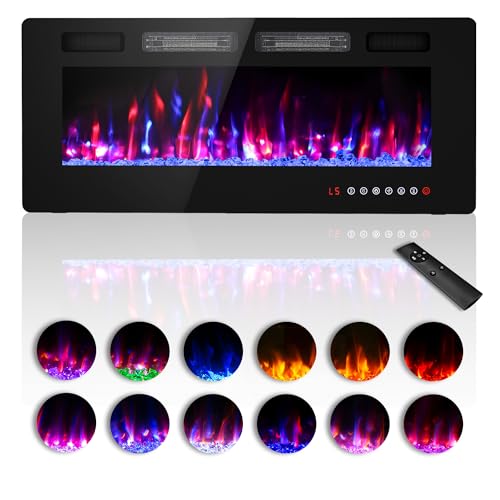 Zionheat 42 inches Electric Fireplace-Wall Fireplace for Living Room-Fireplace Freestanding/Inserts/Wall