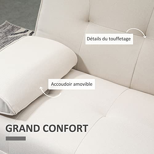Canapé convertible 3 places rembourré beige - 833-663BG