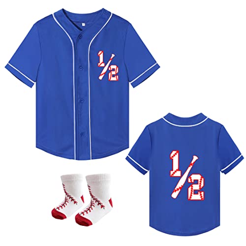 Yuji Itadori Baby Half 6 Months Old Birthday Baseball Shirt for Kids Half Birthday 1/2 Year Old T-Shirt Blue 6 Months
