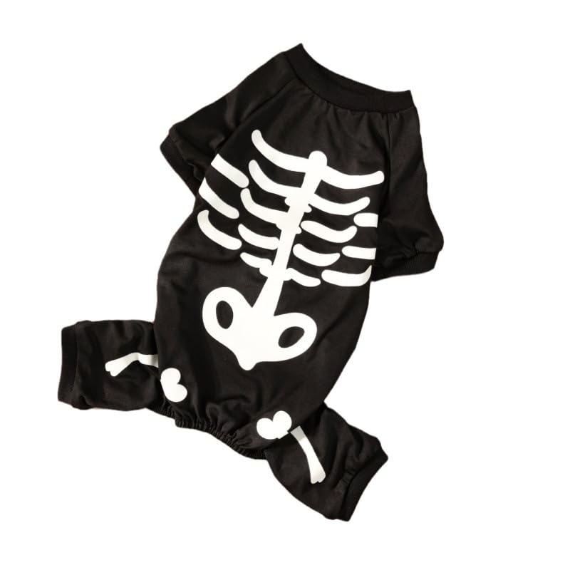 Maigllra Dog Skeleton Costume Glow in the Dark Pet Halloween Jumpsuit 4 Legged Onesie for Small Medium Large Dog L
