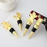 Leewoth 4 Pieces Christmas Wine Stoppers Decorative, Christmas Wine Bottle Stopper, Santa Xmas Reind