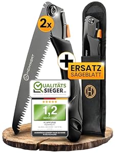 HEIMWERT Klappsäge aus ultra hartem Karbonstahl - Zweifach verstellbare Astsäge - Gartensäge mit Sicherheitsverschluss (2 x Säge inkl. gratis Sägeblatt)