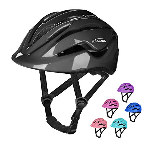 KAMUGO Bike Helmet Kids Toddler, Girls and Boys Bike Helmet Adjustable Helmet for Age 3-8 Years Old, Multi-Sport Helmet for Cycling Skateboard Skating Scooter Helmet(Black)