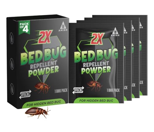 Image of Amish 2X Bedbug Repellent Powder Pack of 4 | Fast-Acting Formula for Mattress, Sofa & Furniture | Long-Lasting Protection Against Hidden Infestations | Home Pest Control