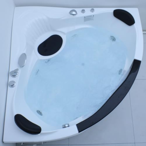 BAYYELL 59" Corner Whirlpool Bathtub for 2 Person, Luxury Acrylic Jetted Spa Tub with 6 Hydro Massage Jets, Chromatherapy LED Lights & Pneumatic Control, UL Certified Pump, UPC Drain, White by BAYYELL - Used condition - Image 8