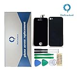 Fixcracked Replacement Full Set Front LCD Display & Touch Screen Digitizer Assembly + Back Cover Housing + 8pcs Repair Opening Tools Kit Compatible for Iphone 4s GSM/CDMA -Black