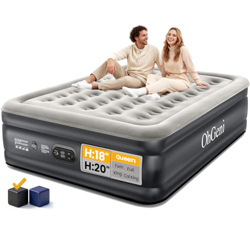 OhGeni Queen Air Mattress with Built in Pump, Inflatable Mattress