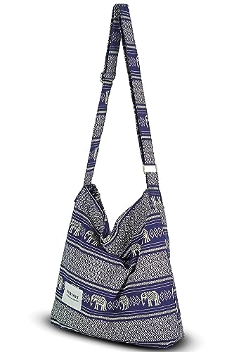 Image of Hobo Crossbody Bag for Women - Large Cotton Tote Shoulder Purse | Adjustable Strap