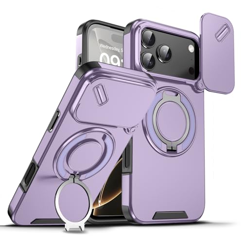Coque magnétique Phone 17 Pro Max antichoc violette à béquille