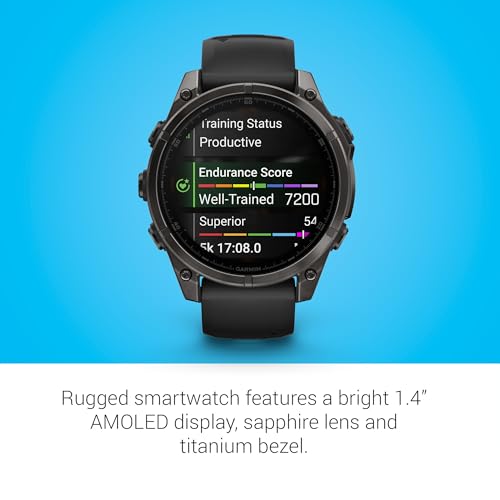 Image of Garmin Fenix 8, 47mm, AMOLED, Sapphire, Smartwatch, Carbon Gray Titanium with Black /Pebble Gray Silicone Band
