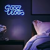 Good Vibes Panneau lumineux LED néon Good Vibes,Décoration murale,Fonctionne avec 2 crochets,Pour bar, pub, magasin, club, maison, chambre à coucher, mariage, fête d'anniversaire