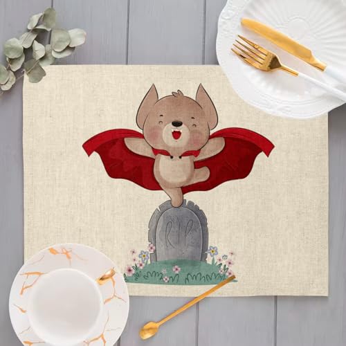 Set de table en lin grand format illustration Halloween luxe - 4