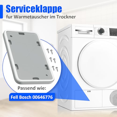 PARTSEE Wartungssklappe Serviceklappe mit Kondensator Kamm Trockner für Bosch Trockner Serie 6 / Serie 8 / MAXX7 für Siemens IQ300 / IQ500 / IQ700 / IQ800, Reparatursatz Set wie 646776 00646776