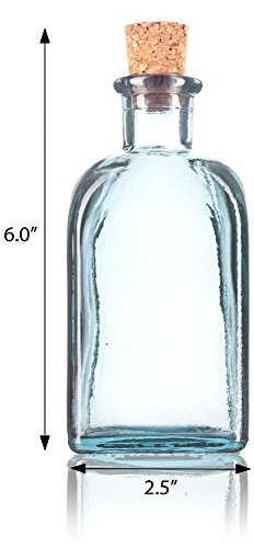 Juvitus 8 Oz / 250 Ml Spanish Thick Recycled Glass Bottle With Natural Cork Top (Clear) #TOP1