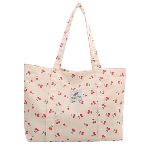 Bonitas bolsas de mano para mujer de 38 x 30 x 10 cm con diseño de cerezas hebilla magnética y bolsillo interior. Ligeras ideales para el trabajo la playa y viajes.