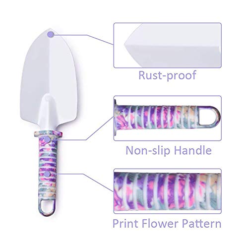 Garden Tool Set, Potable Durable Gardening Planting Tools Gift Kit with Non-Slip Rubber Grip, Including Anti-Rust Trowel, Cultivator, Pruning Shear, Water Sprayer and Case(5 Piece)
