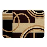 Alfombra geométrica suave de forro polar para puerta, diseño de arcos, de poliéster, para niños, niñas, geometría moderna, color beige, marrón, negro, para baño, interior o interior, 20 x 32 pulgadas