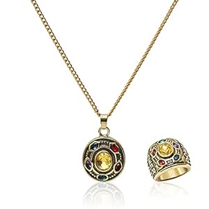 The Avengers Ketting 2 STKS Super Hero Cosplay Ketting Avengers Infinity Stones Ring Cosplay Kostuum Prop Gouden…