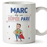 MUGFFINS Tazas Personalizadas para PADRE/PAPÁ - En Catalán - Ets Súper! - 11 oz / 330 ml - Regalo personalizable original y divertido