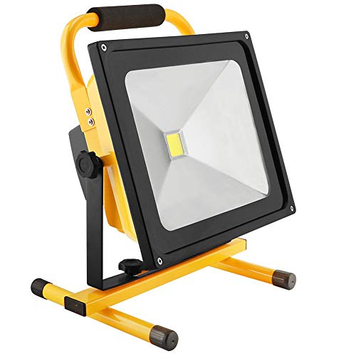 Foco LED Proyector, VBFFS 50W LED Proyector de construcción para Exteriores, 5000 Lumen, Cargador De Coche Y Cargador De Corriente Continua, IP65, Lámpara Camping, Luz Portátil para Trabajo de Noche