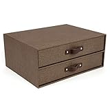Bigso 2-Drawer Birger Canvas Paper Laminate Easy Pull Handle File Storage Box, Dark Brown