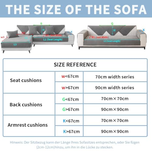 DUJUIKE Sofa Überzug 1/2/3/4 Sitzer, Chenille Sofaüberwurf, Ecksofabezug, L-Form Sofabezug, Katzensofa-Schutz, Knitter- und Kratzfest, Waschbar, rutschfest für U Form Sektionssofa(Grau,70x180cm)