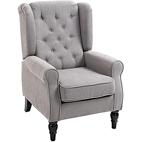HOMCOM Retro Wingback Accent Chair in Grey Cover