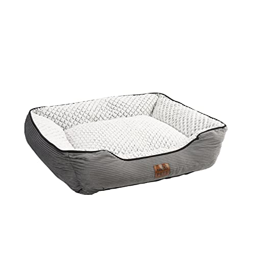 Sensio Pets - Cama de lujo para perros, gatos, mascotas, tamaño grande, para perros, gatos, cajas, casas con funda extraíble, lavable, muy suave, acogedora, cálida, cómoda, gris, 70 x 60 x 20 cm
