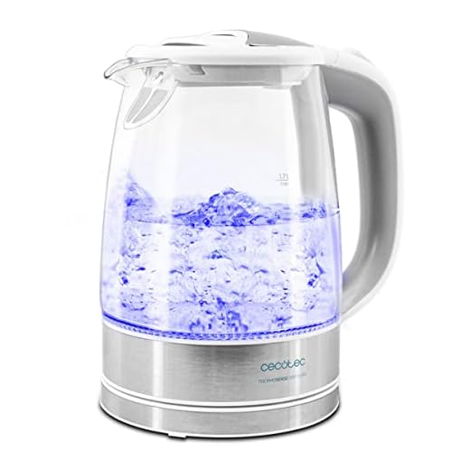 Cecotec Hervidor de Agua Eléctrico ThermoSense 350 Clear. 1,7 litros, Libre de BPA, 2200 W de Potencia, Base 360º, Filtro Antical, Doble Sistema de Seguridad, Vidrio Borosilicato