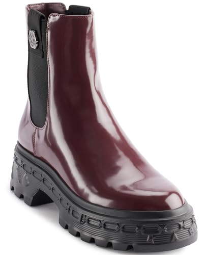 KARL LAGERFELD Women's Londyn Lug Sole Chelsea Boot with Logo Hardware Ankle