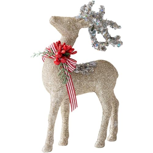 HiyyFloy Figure Di Renne Di Natale Figure Di Animali Della Foresta in Miniatura Ornamento Di Cervi Di Natale Glitterato Decorazione Per Le Vacanze in Famiglia