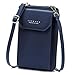 Produktbild Handy Umhängetasche Damen, Stilvolle Handytasche Frauen Geldbörse Kleine Crossbody Tasche PU Leder Mini Schultertasche Portemonnaie mit Kartenfächer Verstellbar Schultergurt (Dunkelblau)
