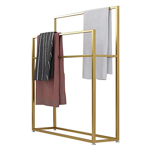 M-TOP Toallero de pie con Soporte de 3 Niveles, Soporte de Barra de Metal para Toallas, Color Negro, Soporte para baño, toallero de pie para Piscina, Hotel, Oficina, hogar, Dorado, 65x20x110cm