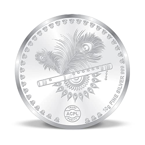Image of Precious Moments Radha Krishna Silver Coin 10 Gram | 20 Gram | 50 Gram | 100 Gram BIS Hallmarked Round Square Flower Shaped 999 Purity with Gift Box by ACPL