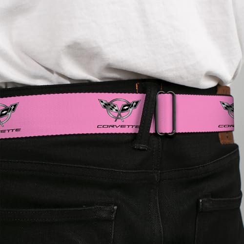 Buckle-Down Belt Seatbelt Buckle Corvette C5 Logo Repeat Pink Black Silvers Mens Womens Kids Adjustable4