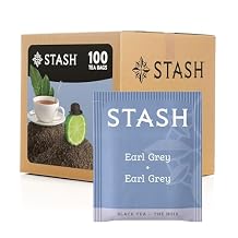 Stash Tea Earl Grey Black Tea, Box of 100 Tea Bags Packaging May Vary