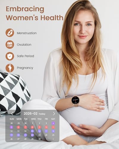 Oliimptek Smartwatch Damen Rund, iOS Android Roségold – Ansicht 3