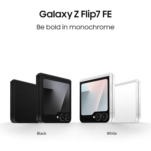 Image of Samsung Galaxy Z Flip7 FE 5G Smartphone with Galaxy AI (White, 8GB RAM, 256GB Storage), Ultra Sleek Compact Design, 50MP High-Resolution FlexCam, Long-Lasting 4000 mAh Battery, All-new One UI 8