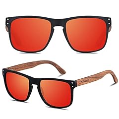Matte Black & Walnut Wood | Polarized Red Mirrored Lens