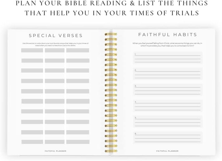 6 Month Undated Christian Planner || Bible, Prayer, & Habit Journal | Monthly and Weekly Hard Cover Christian Planner For Women (Black)