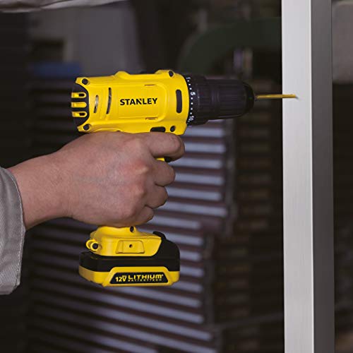 STANLEY Parafusadeira e Furadeira 1.500 RPM a Bateria 12V Ion-Litio 1.5Ah Carregador Bivolt SCD121S1