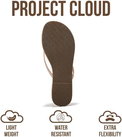 Project Cloud Flip Flops for Women Footwear- Lightweight and Memory Foam Insole Sandals for Women 2026 - Durable Non-Slip Beach Essentials Flats for Women Sandals (Foundations, NUDEPA, 6) - Image 4
