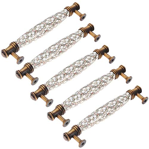 Creatwls 5 Stück Klassike Kleiderschrank Zieht Griffe Kommodengriff Schlafzimmer Bogengriffe Möbelgriff Schubladegriff Bügelgriff Kabinett Knöpfe, Einloch/BA 96mm/128mm Cover
