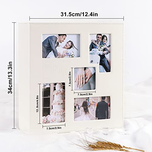 Ywlake Wedding Photo Album 4X6 500 Pocket Pictures, Leather Cover Newlywed Marriage Album Hold 500 Horizontal Vertical Photos White #TOP1