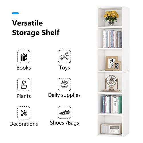 Tribesigns 70.9 Inch Tall Narrow Bookcase Set of 2, Modern White Corner Bookcase with Storage, 6 Tier Cube Display Shelves for Home Office - Thumbnail 7