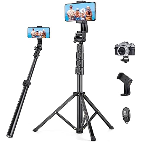 JOILCAN Handy Stativ Ständer 177,8 cm, Selfie Stick Stativ mit Fernauslöser, Kamera & Smartphone Stative mit Universal-Stativkopf-Halterung, Kompatibel mit iPhone 13 Pro Max/13/12, All Phones/Cameras Cover
