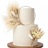 Sinmoe 2 Pcs Boho Cake Topper Decorations Cake Topper Wreath Hoop Decor Various Dried Flower Pampas Grass Decor for Bohemian Birthday Wedding Bridal Party Decorations Supplies (Elegant Style)