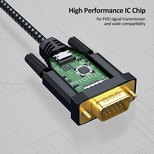 Dteedck Hdmi To Vga Cable 6Ft Male To Male Active Adapter Cord Gold-Plated Connector Converter Connect Laptop Desktop To Monitor Projector Hdtv #TOP5