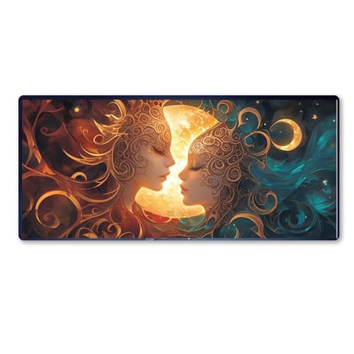Tapis de Souris Couple 1000x500x3mm Grand Tapis Souris XXL, Art Tapis de Souris Bureau Gamer, à Bords Cousus, Base en Caoutchouc Antidérapante, sous Main pour Clavier et Souris, Decoration Maison
